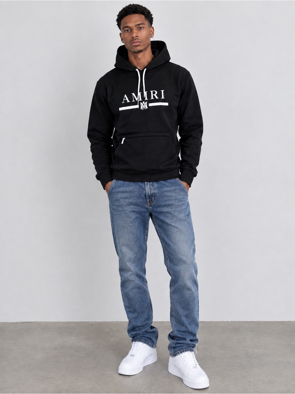 AMIRI Black Hoodie with White Logo